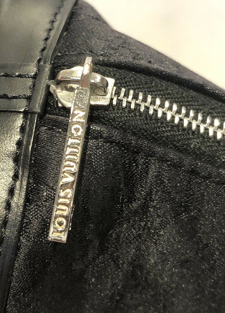 Louis Vuitton LV Black Monogram Logo Satin Leather Mini ALMA Bag