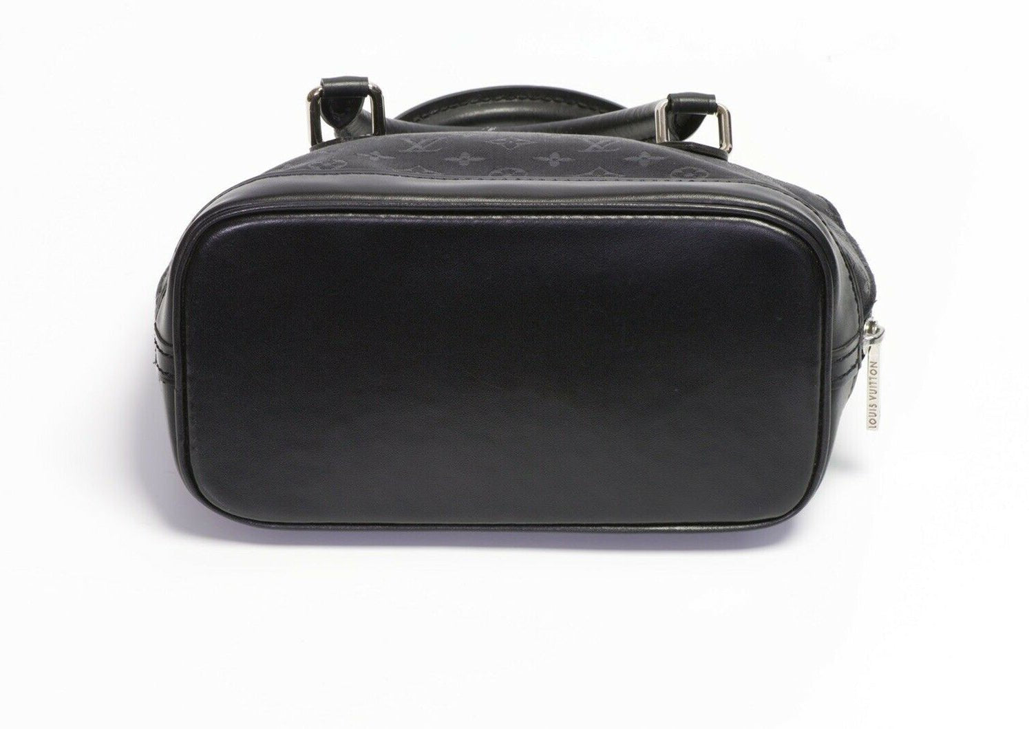 Louis Vuitton LV Black Monogram Logo Satin Leather Mini ALMA Bag