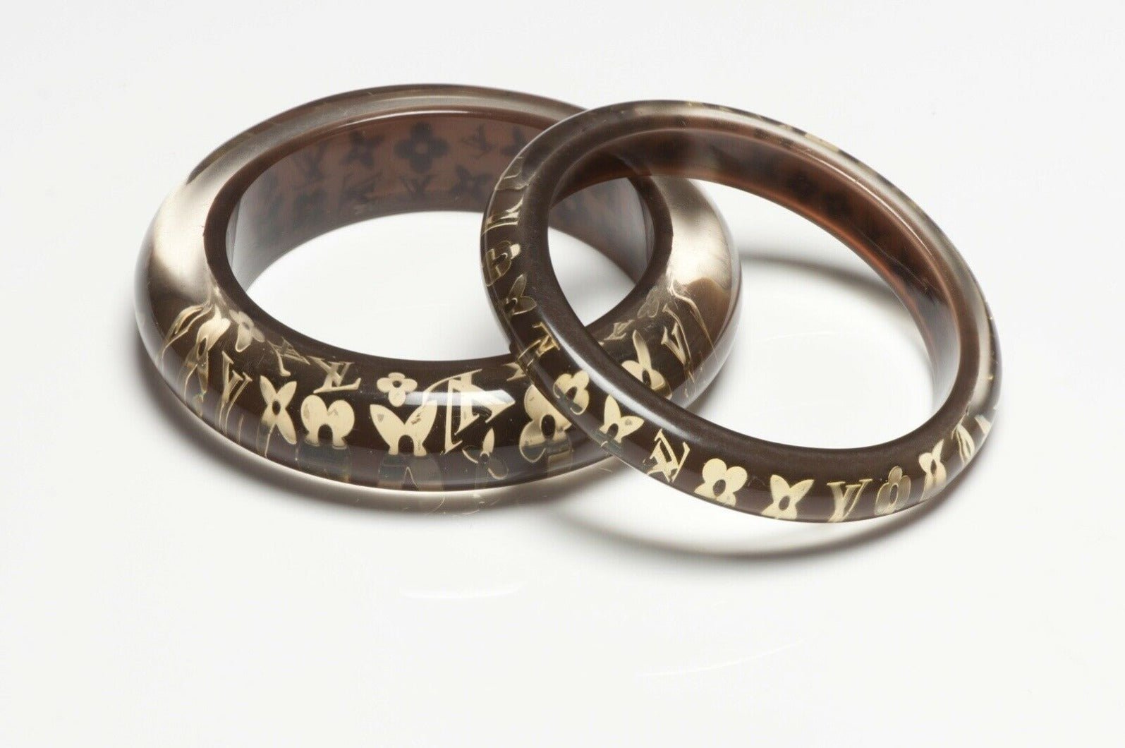 Louis Vuitton LV Monogram Brown Lucite Acrylic Bangle Bracelets