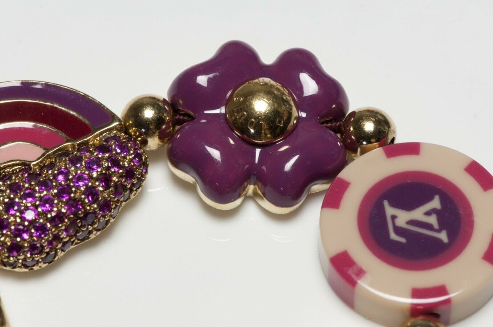 Louis Vuitton Tutti Lucky Burgundy Enamel Charm Elastic Bracelet