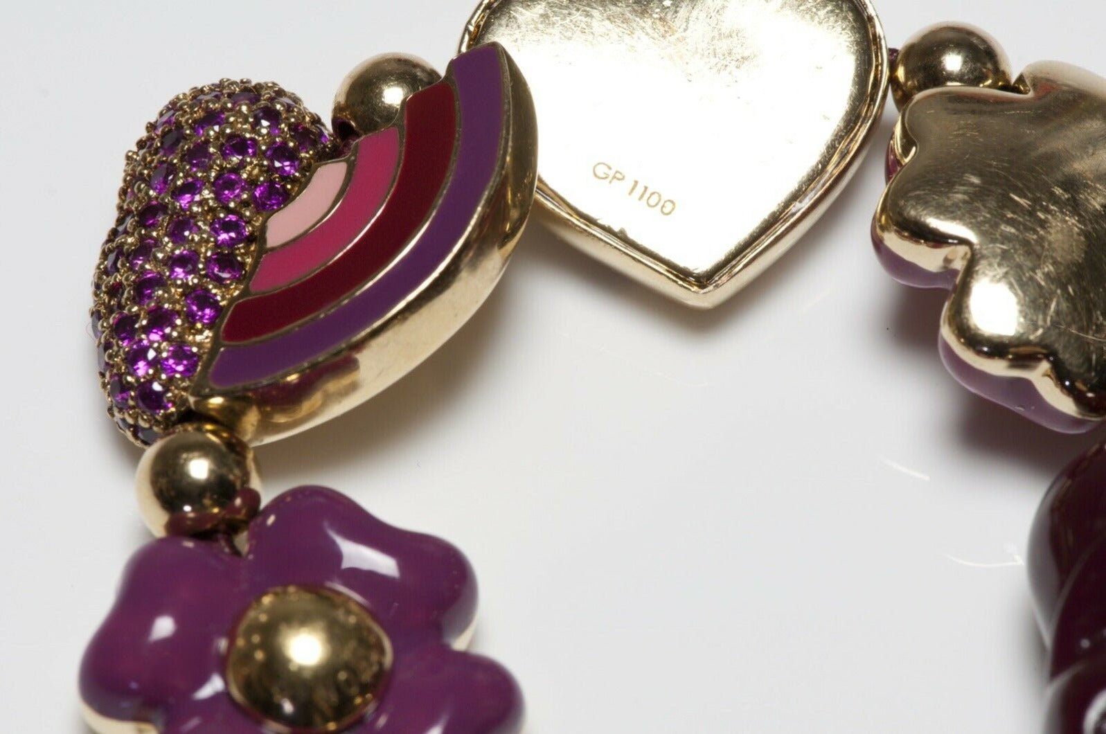 Louis Vuitton Tutti Lucky Burgundy Enamel Charm Elastic Bracelet