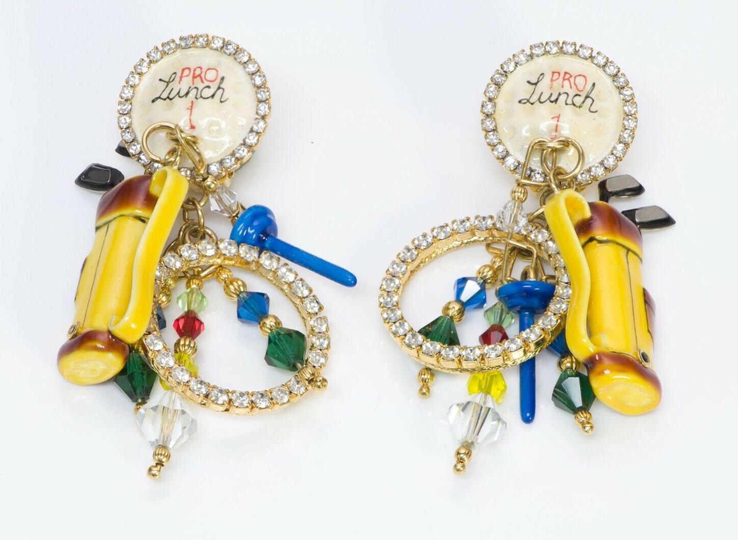 Lunch at the Ritz Pro Lunch 1 Enamel Crystal Golf Long Earrings