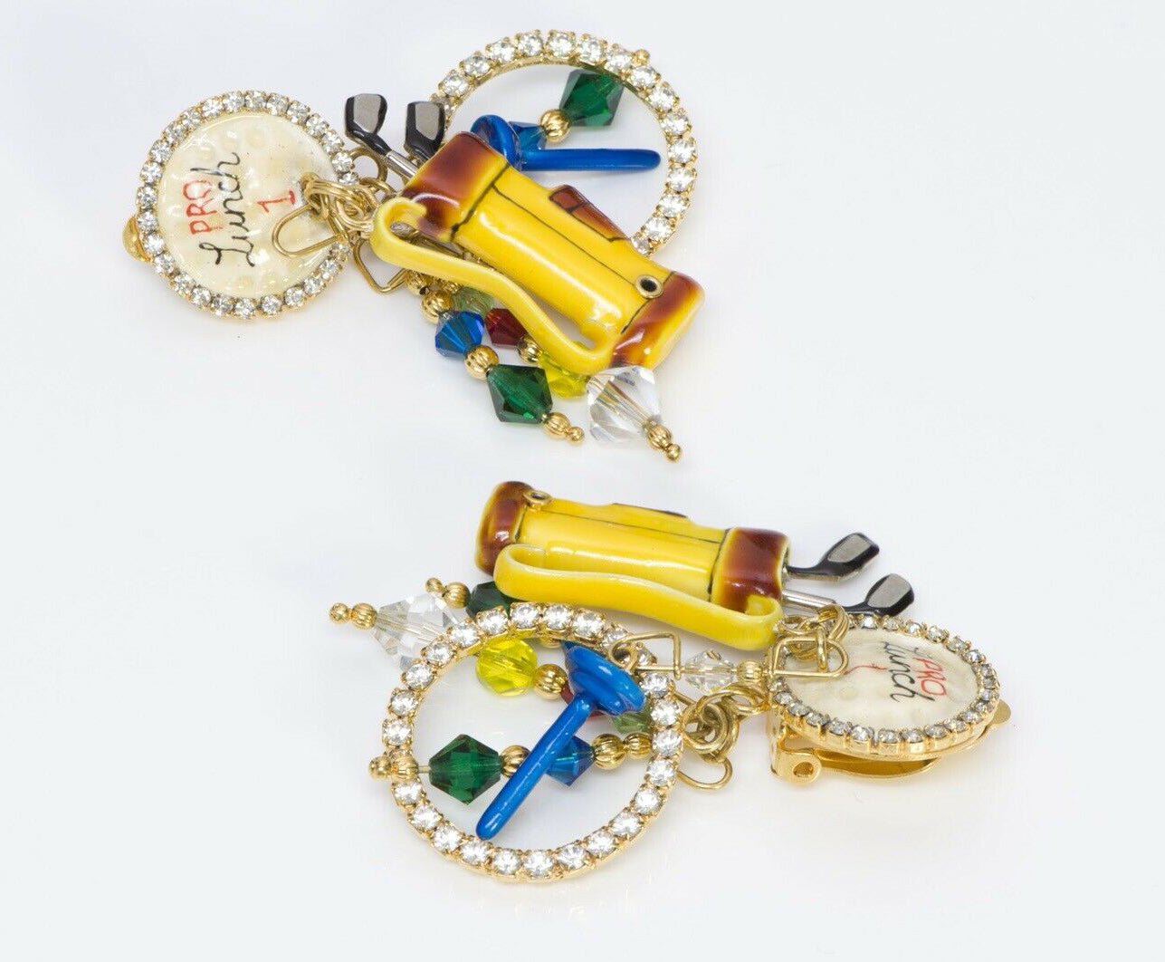 Lunch at the Ritz Pro Lunch 1 Enamel Crystal Golf Long Earrings