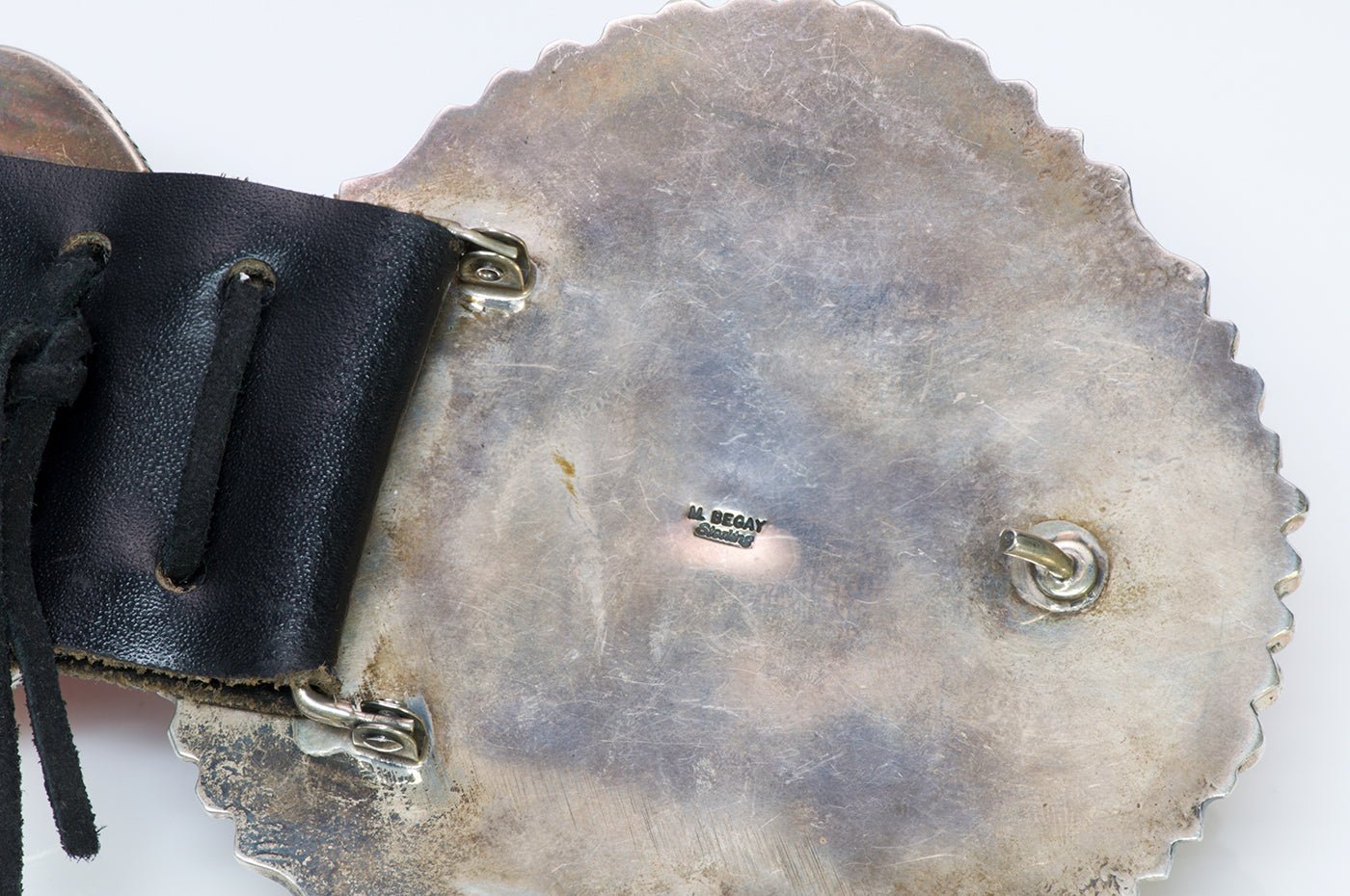 M. Begay Native American Navajo Sterling Spiny Oyster Concho Belt