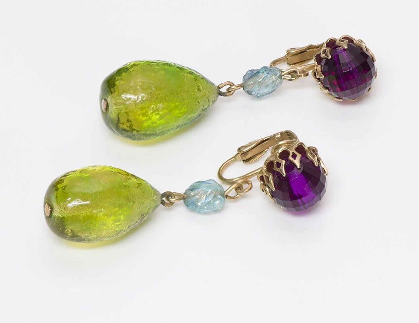 Maison Gripoix Faux Turquoise Poured Glass Necklace Earrings