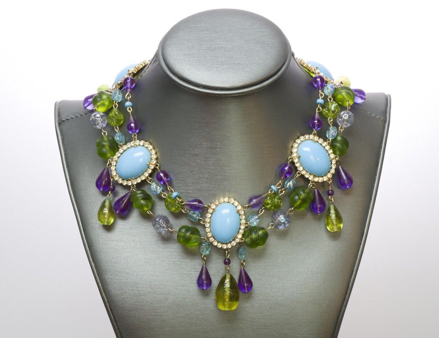 Maison Gripoix Faux Turquoise Poured Glass Necklace Earrings