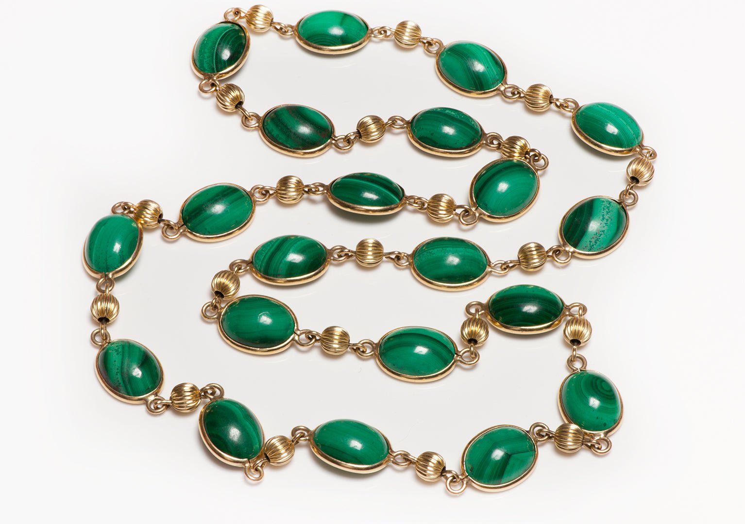 Malachite Yellow Gold Necklace