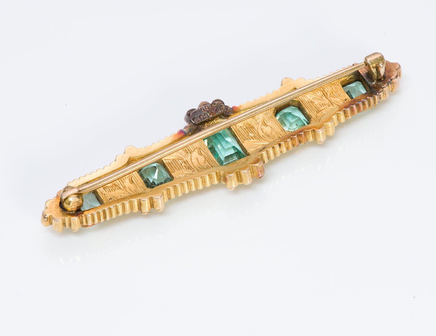 Marcus & Co. Antique Emerald Gold Brooch