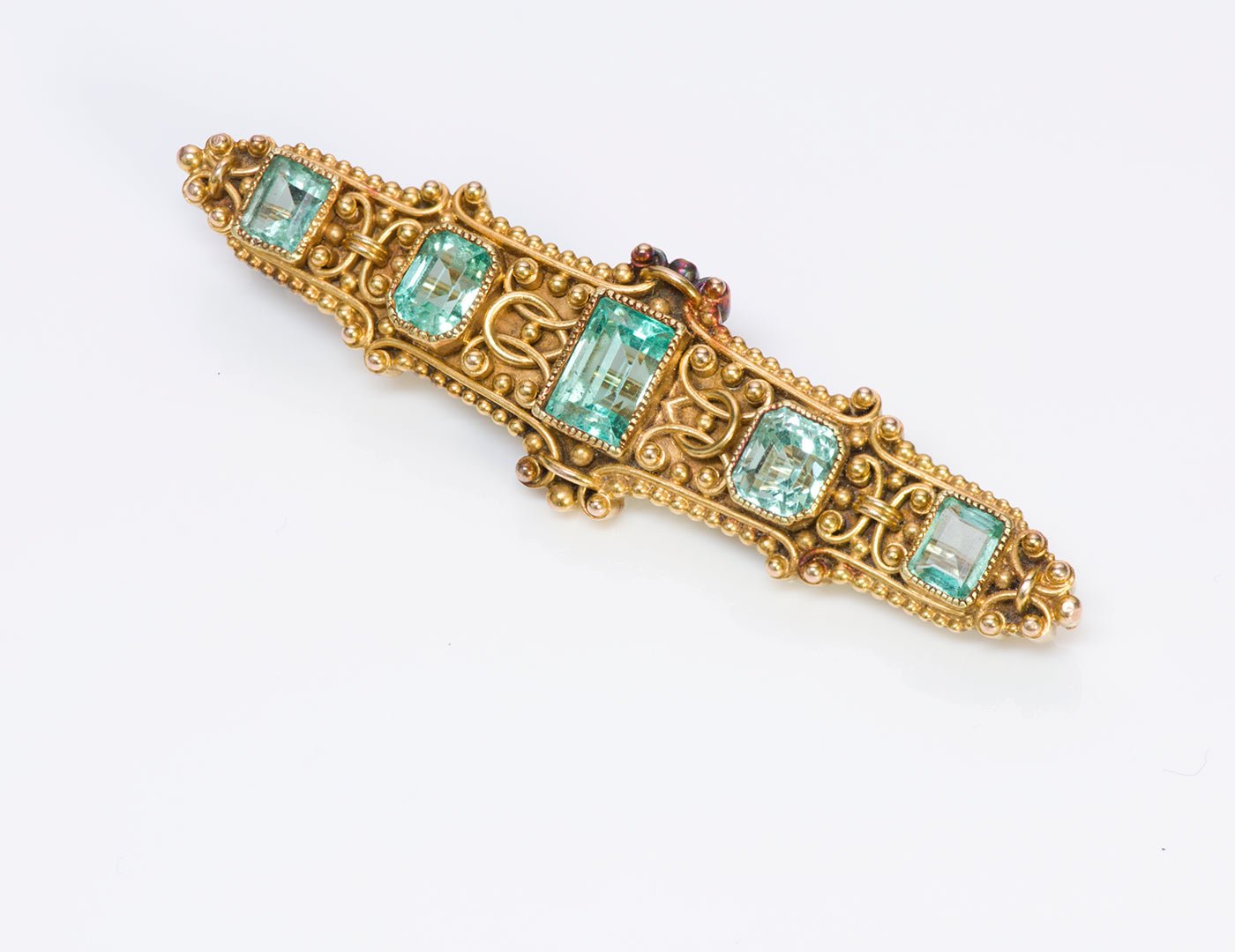 Marcus & Co. Antique Emerald Gold Brooch