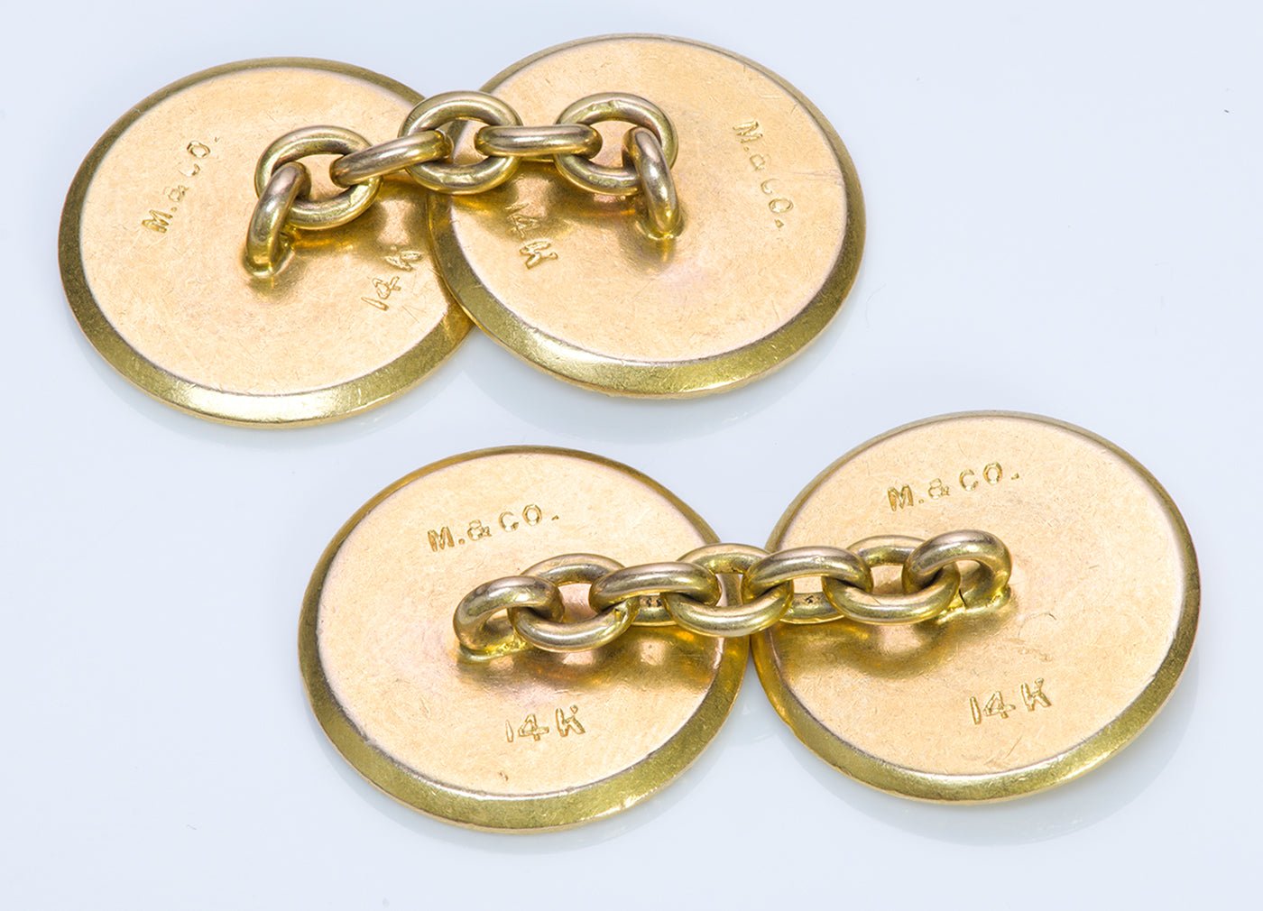 Marcus Co. Antique Gold Chinese Characters Cufflinks