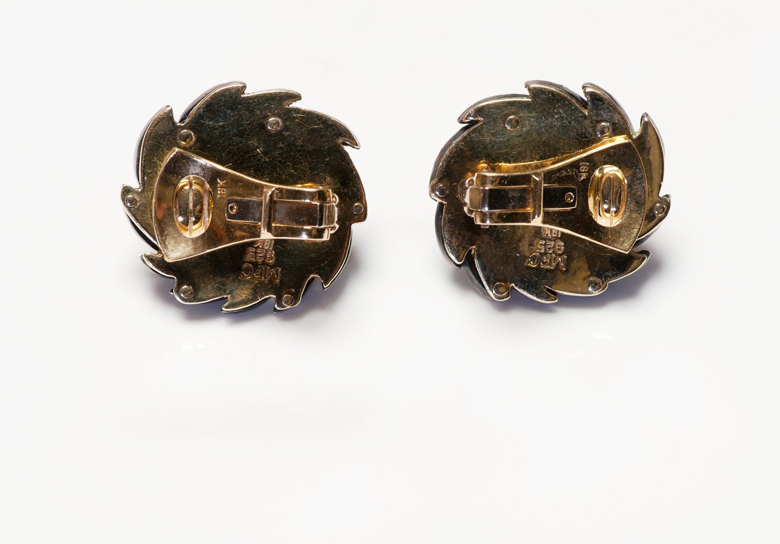 Marilyn Cooperman Fancy Colored Diamond & Crystal 18K Gold Silver Earrings