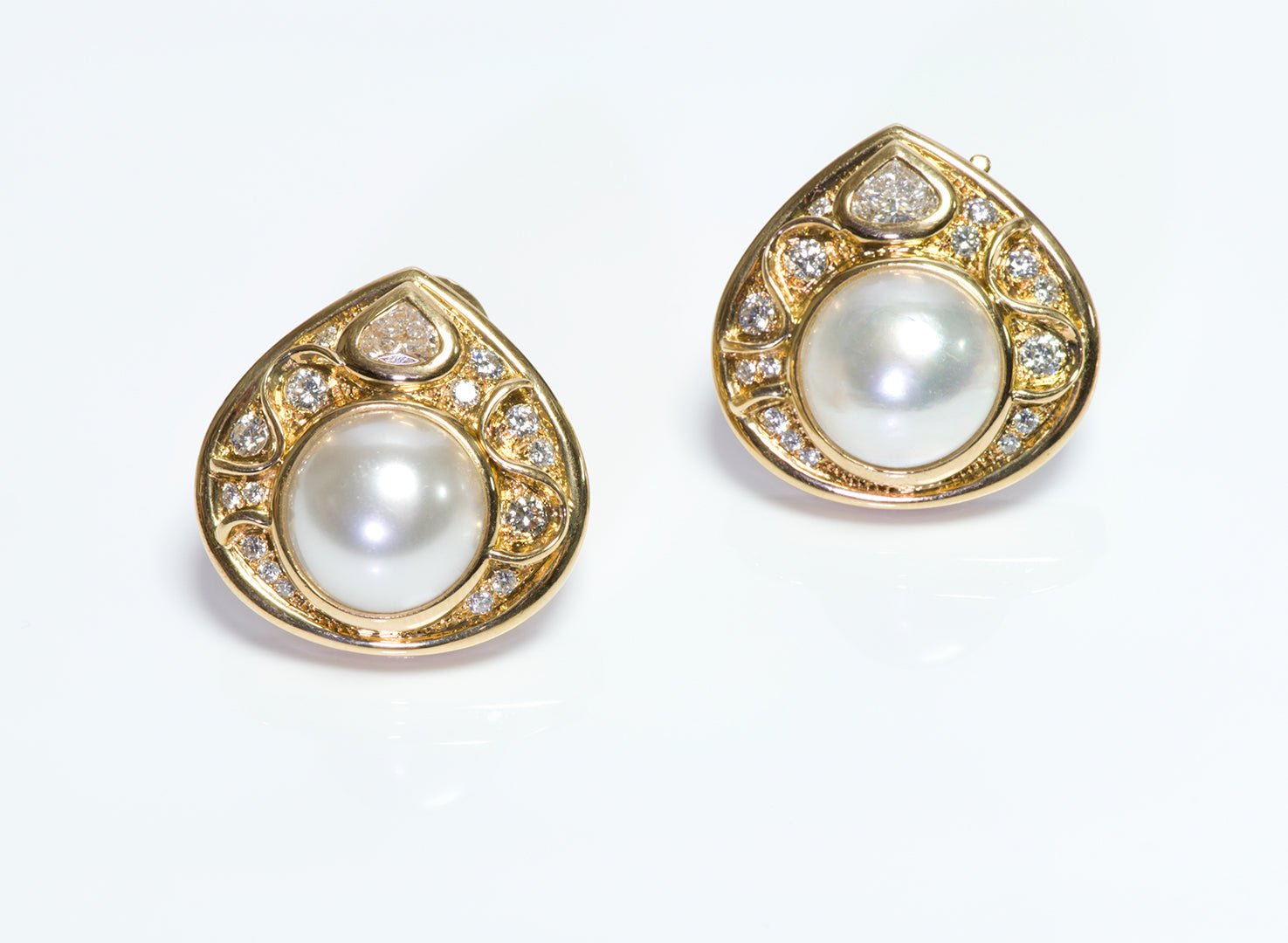 Marina B. France 18K Gold Pearl & Diamond Earrings