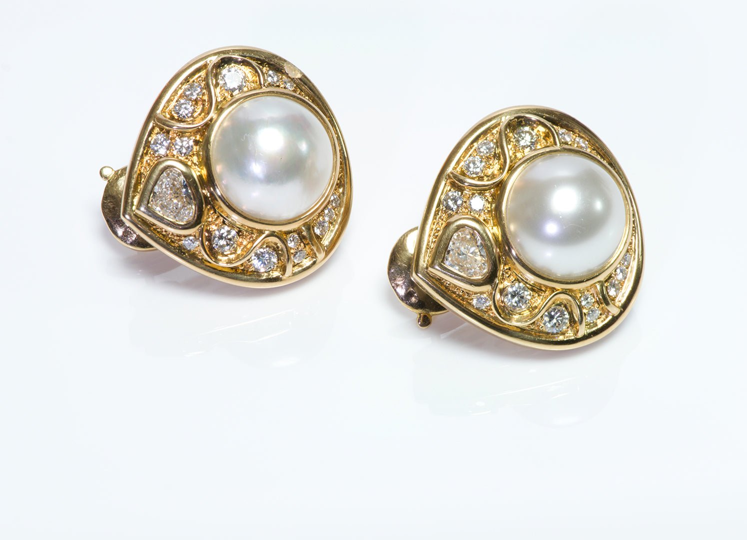 Marina B. France 18K Gold Pearl & Diamond Earrings