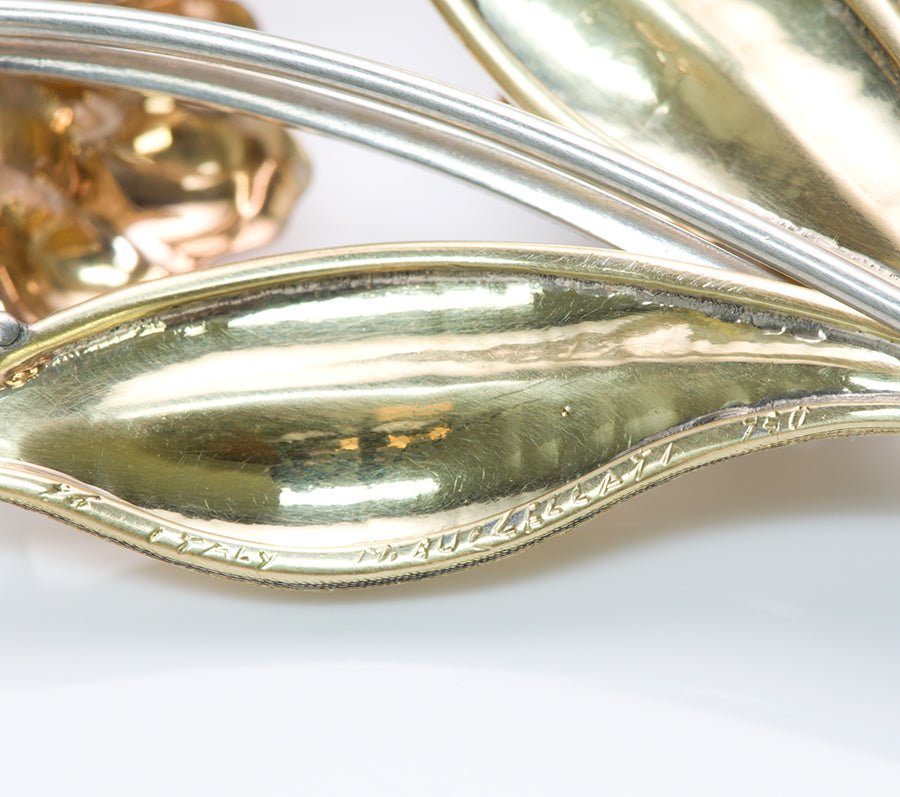 Mario Buccellati Emerald Gold Flower Brooch