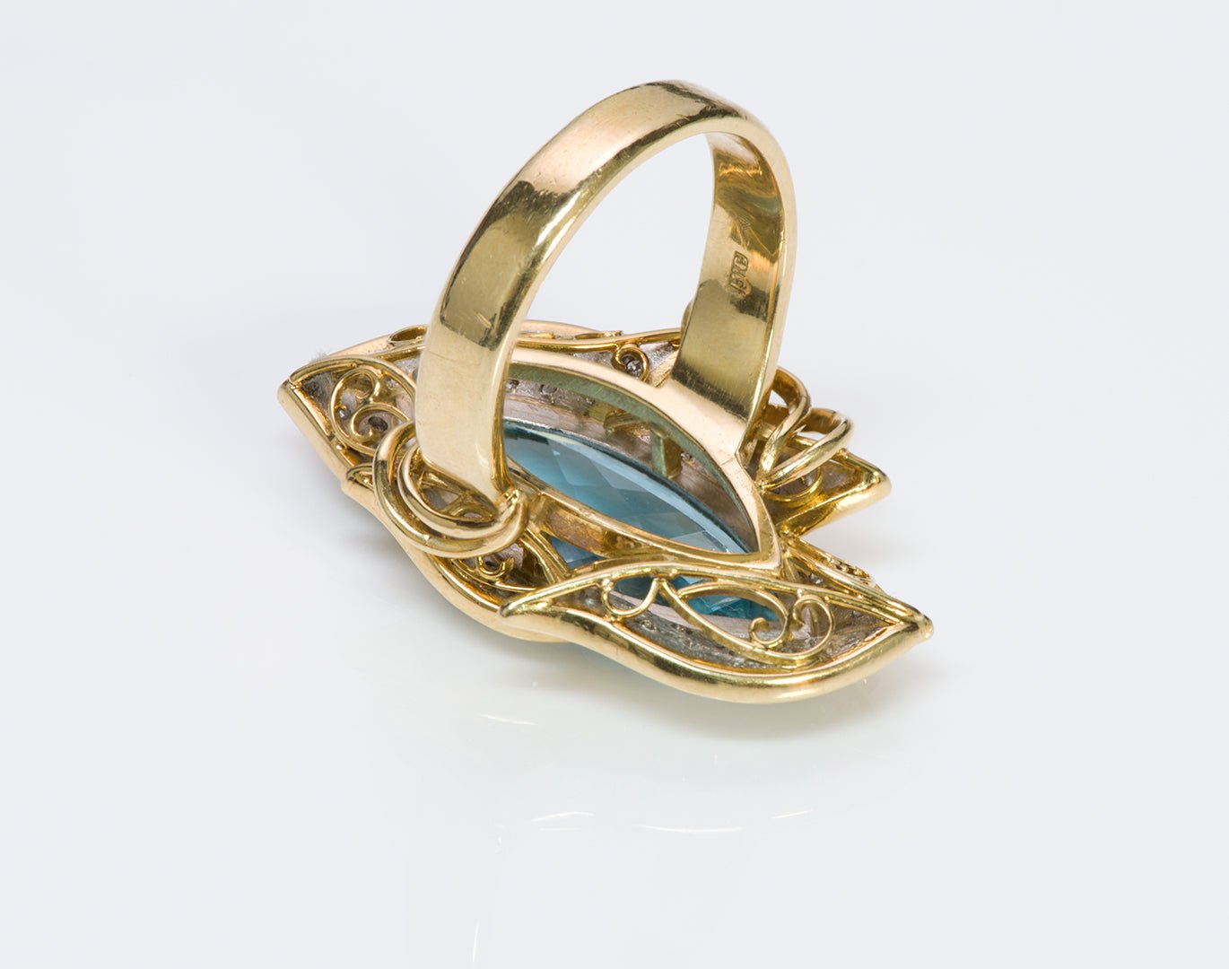 Marquise Aquamarine 18K Gold Diamond Ring