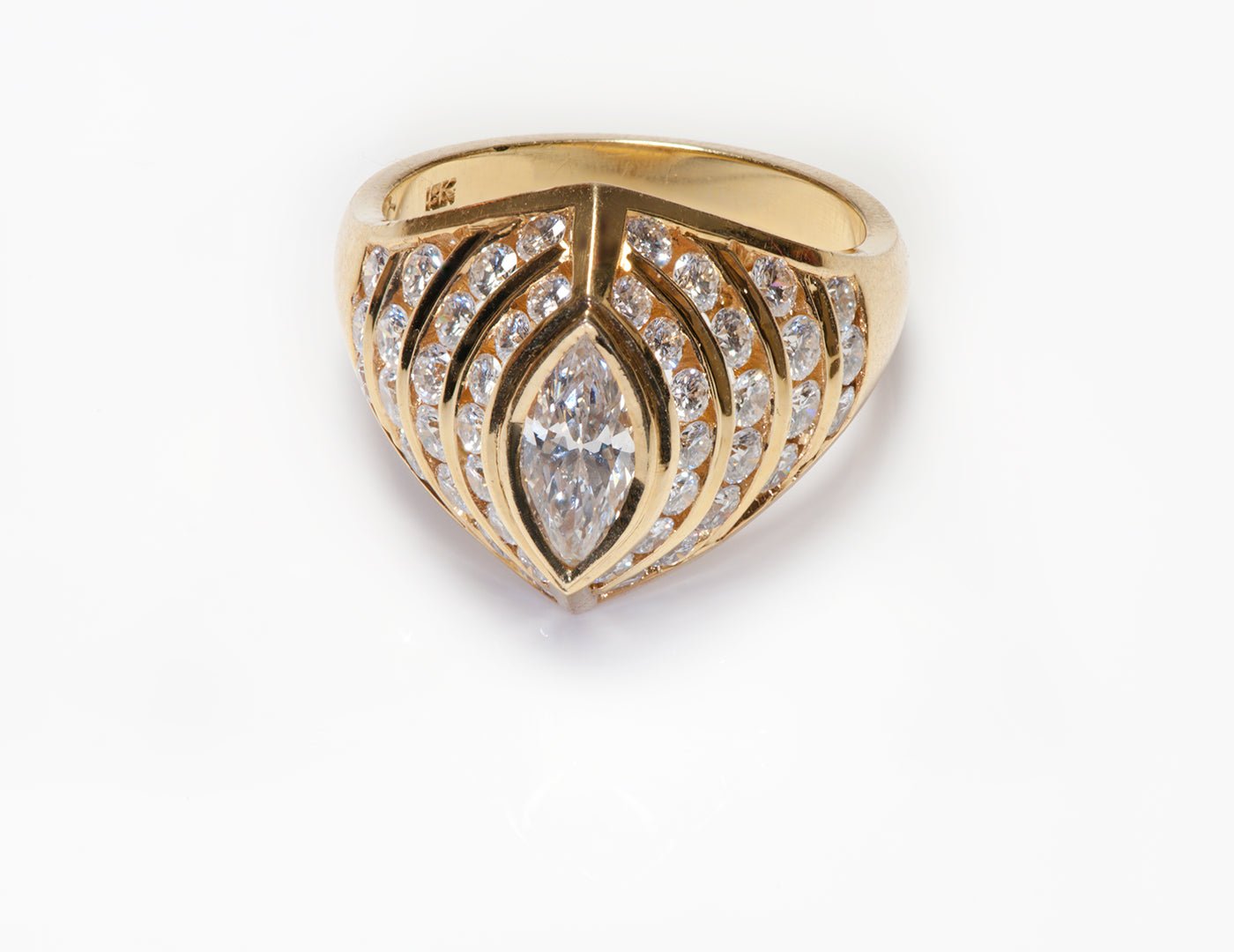 Marquise & Brilliant Cut Diamond 18K Gold Ring