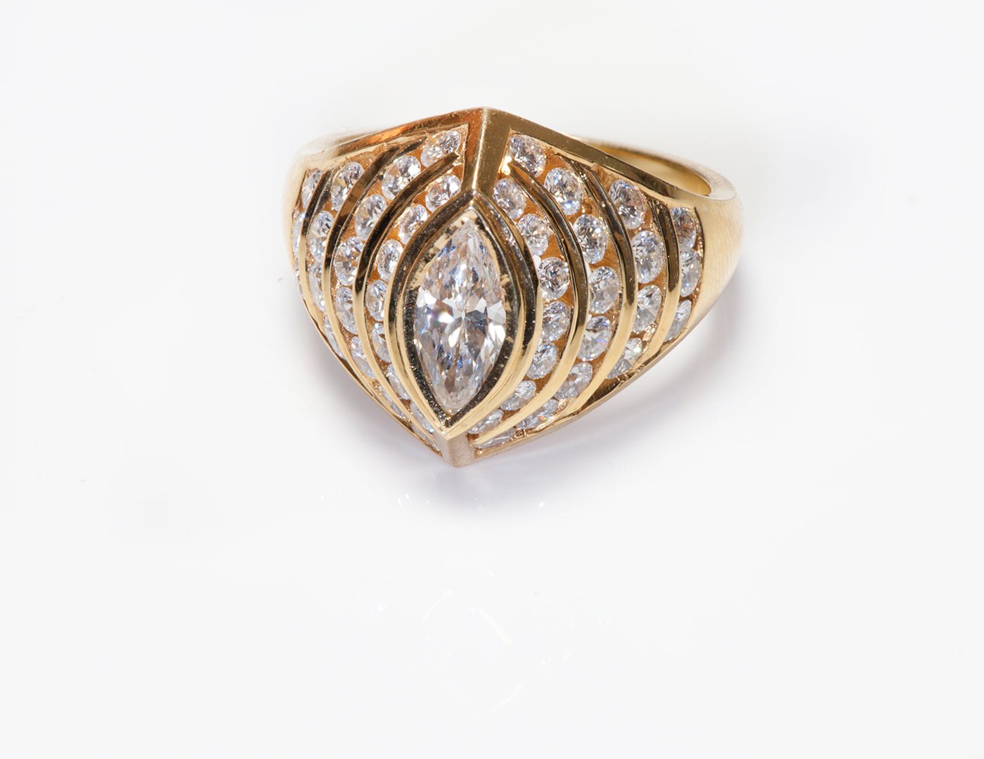 Marquise & Brilliant Cut Diamond 18K Gold Ring