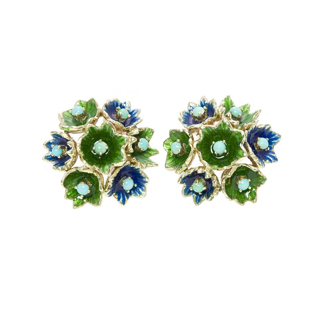 Martine Enamel Gold Flower Earrings