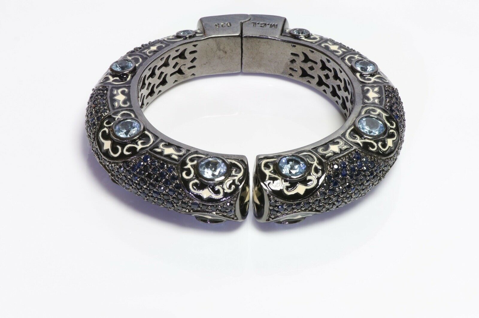 Matthew Campbell Laurenza M.C.L Blue Topaz Sapphire Enamel Bangle Bracelet
