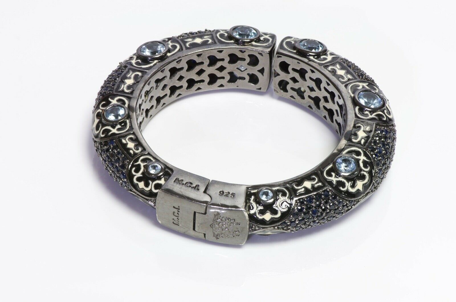 Matthew Campbell Laurenza M.C.L Blue Topaz Sapphire Enamel Bangle Bracelet