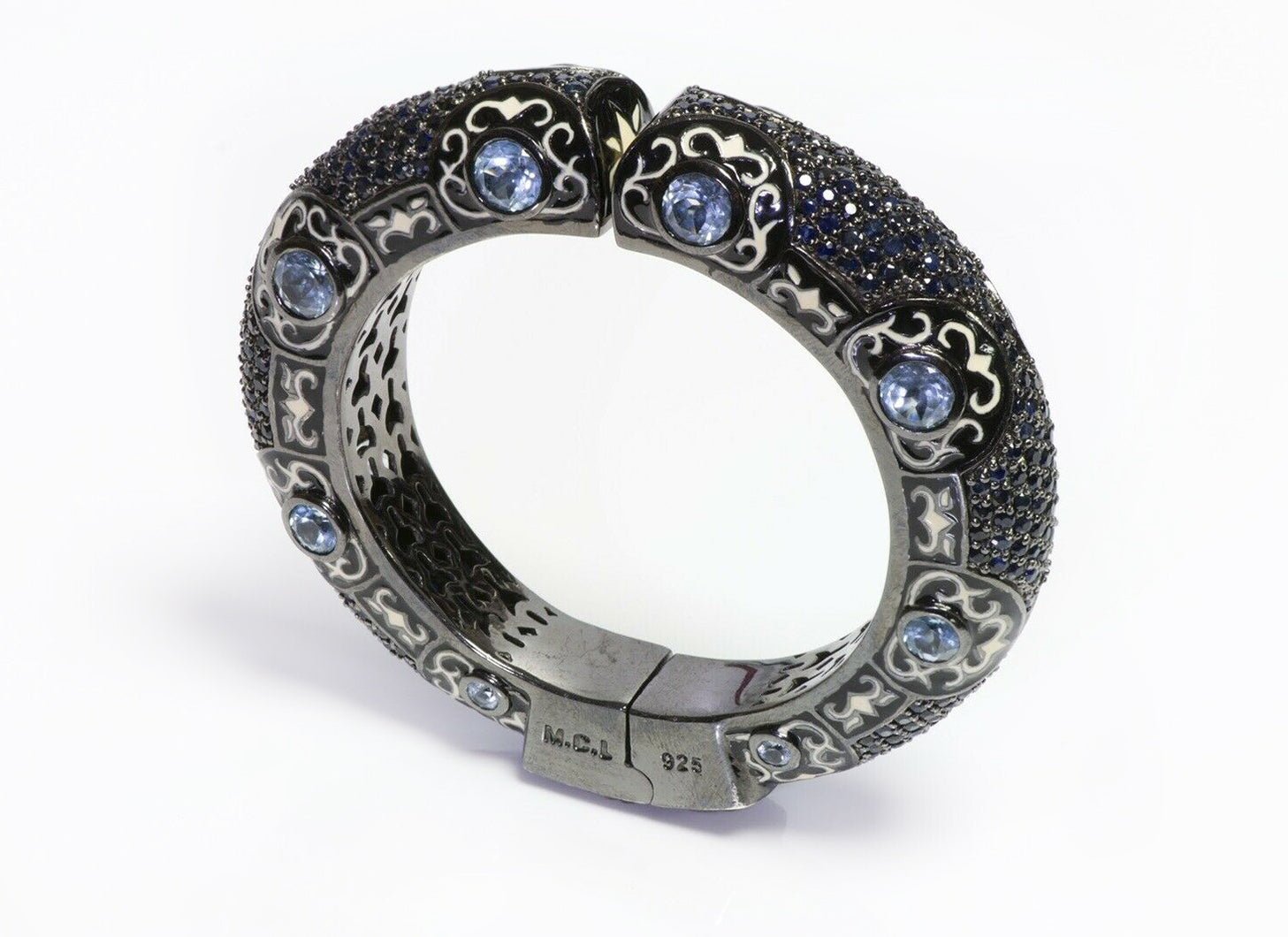 Matthew Campbell Laurenza M.C.L Blue Topaz Sapphire Enamel Bangle Bracelet