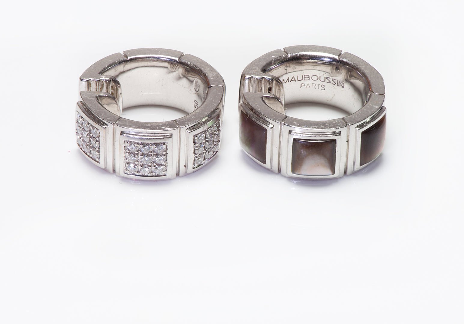 Mauboussin 18K Gold Diamond Mother of Pearl Naora Huggies Earrings