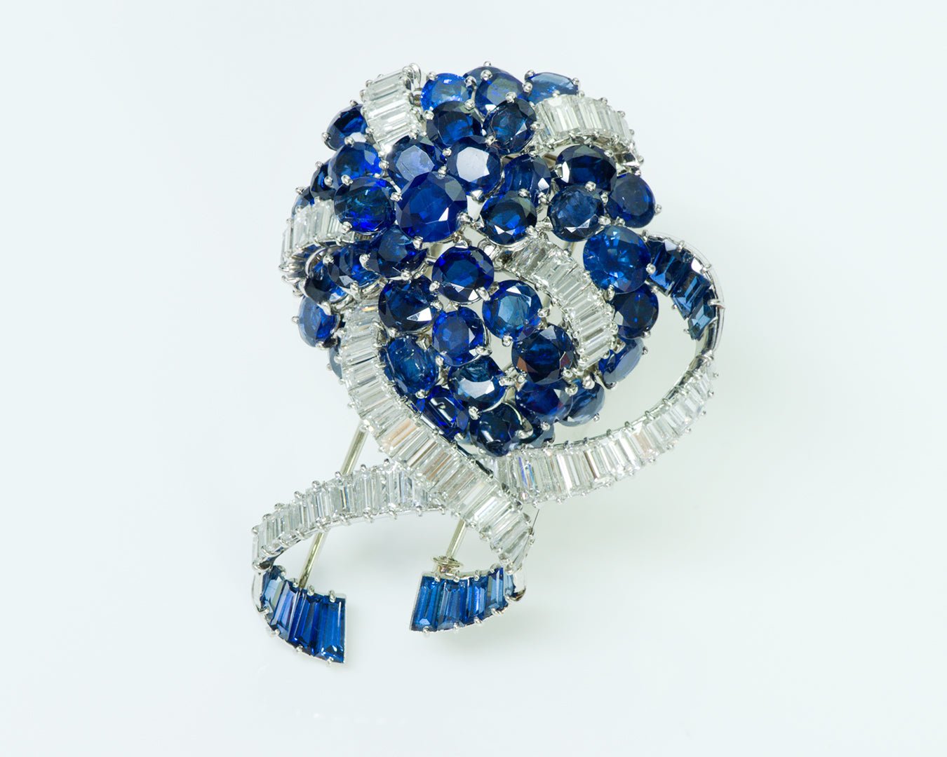 Mauboussin Paris Sapphire Diamond Platinum Brooch
