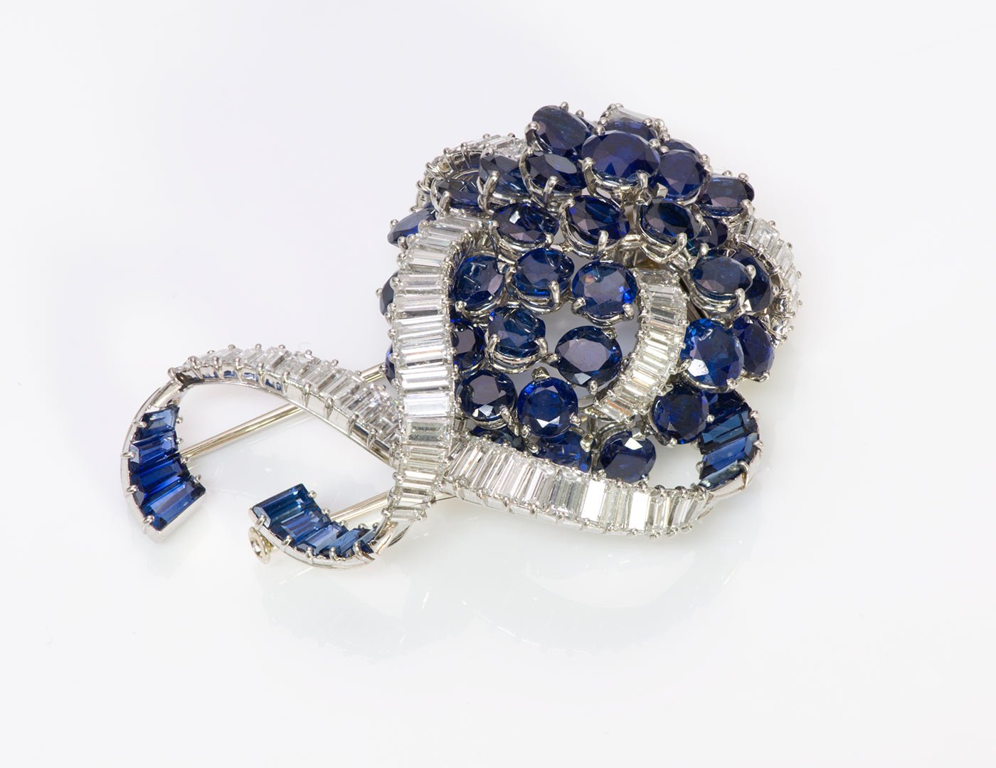 Mauboussin Paris Sapphire Diamond Platinum Brooch