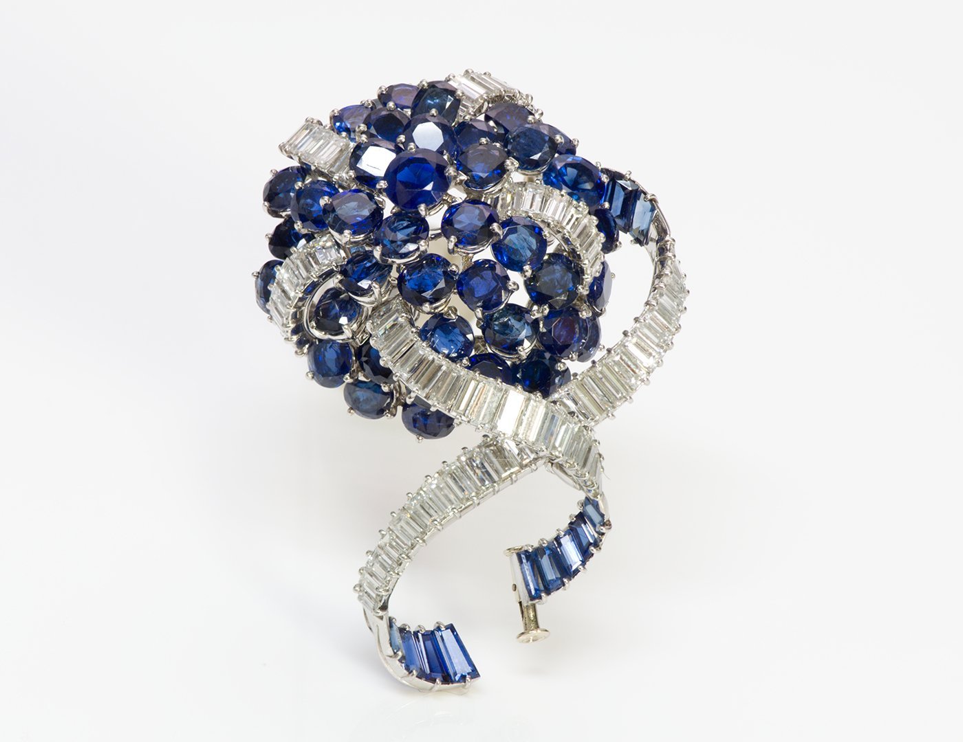 Mauboussin Paris Sapphire Diamond Platinum Brooch