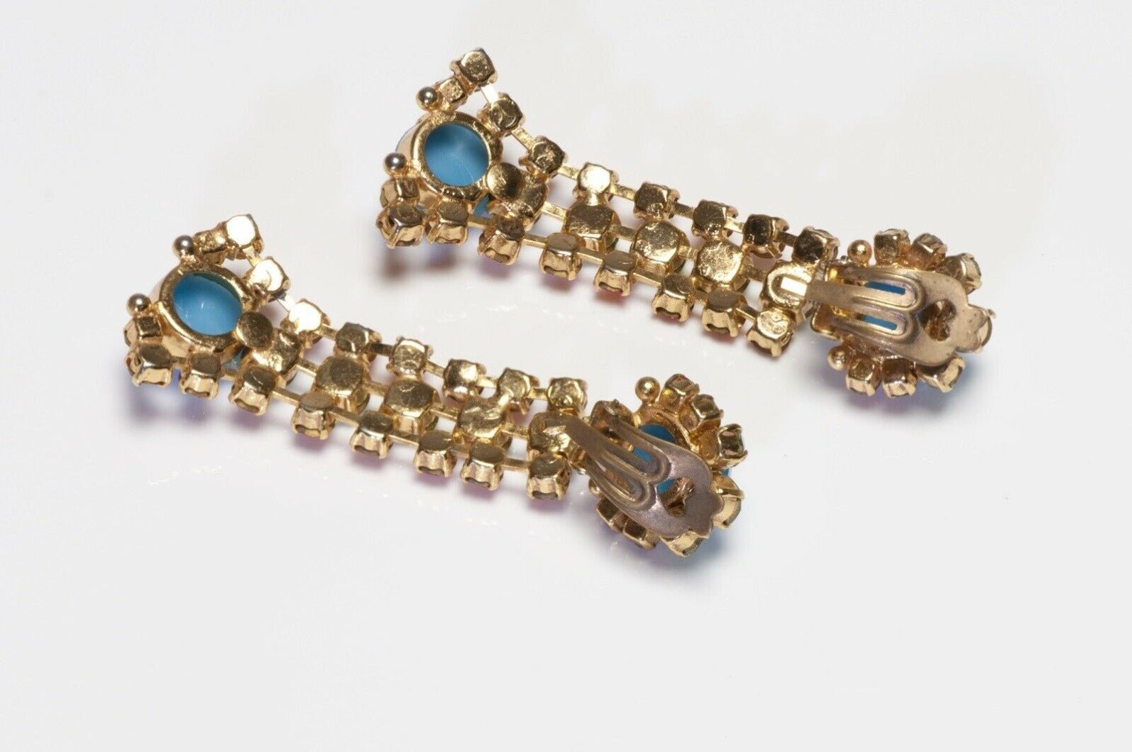 Max Muller Kaufbeuren 1960’s Blue Orange Crystal Collar Necklace Earrings Set