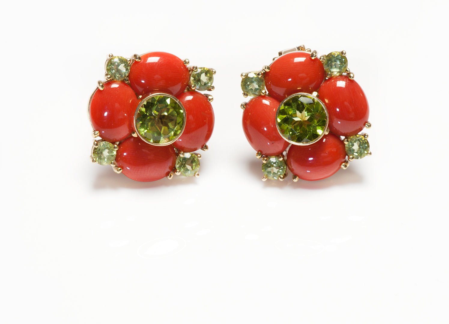 Maz 18K Gold Coral & Peridot Earrings
