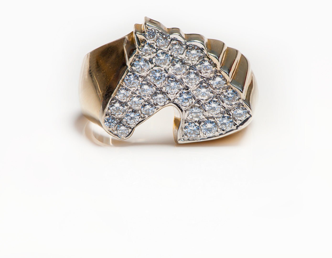 Men's 14K Gold Diamond Horse Ring