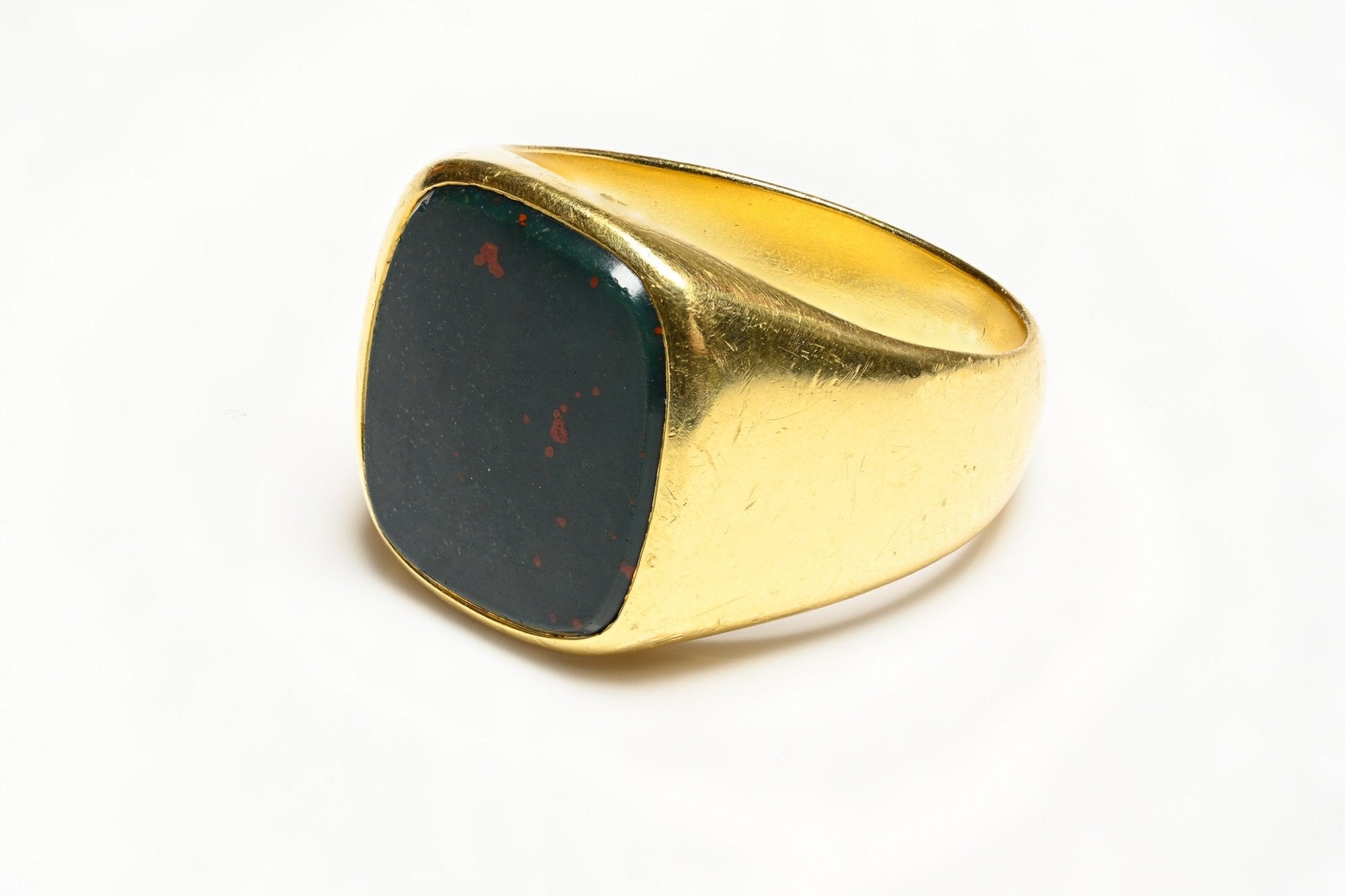 Men’s 18K Yellow Gold Bloodstone Ring