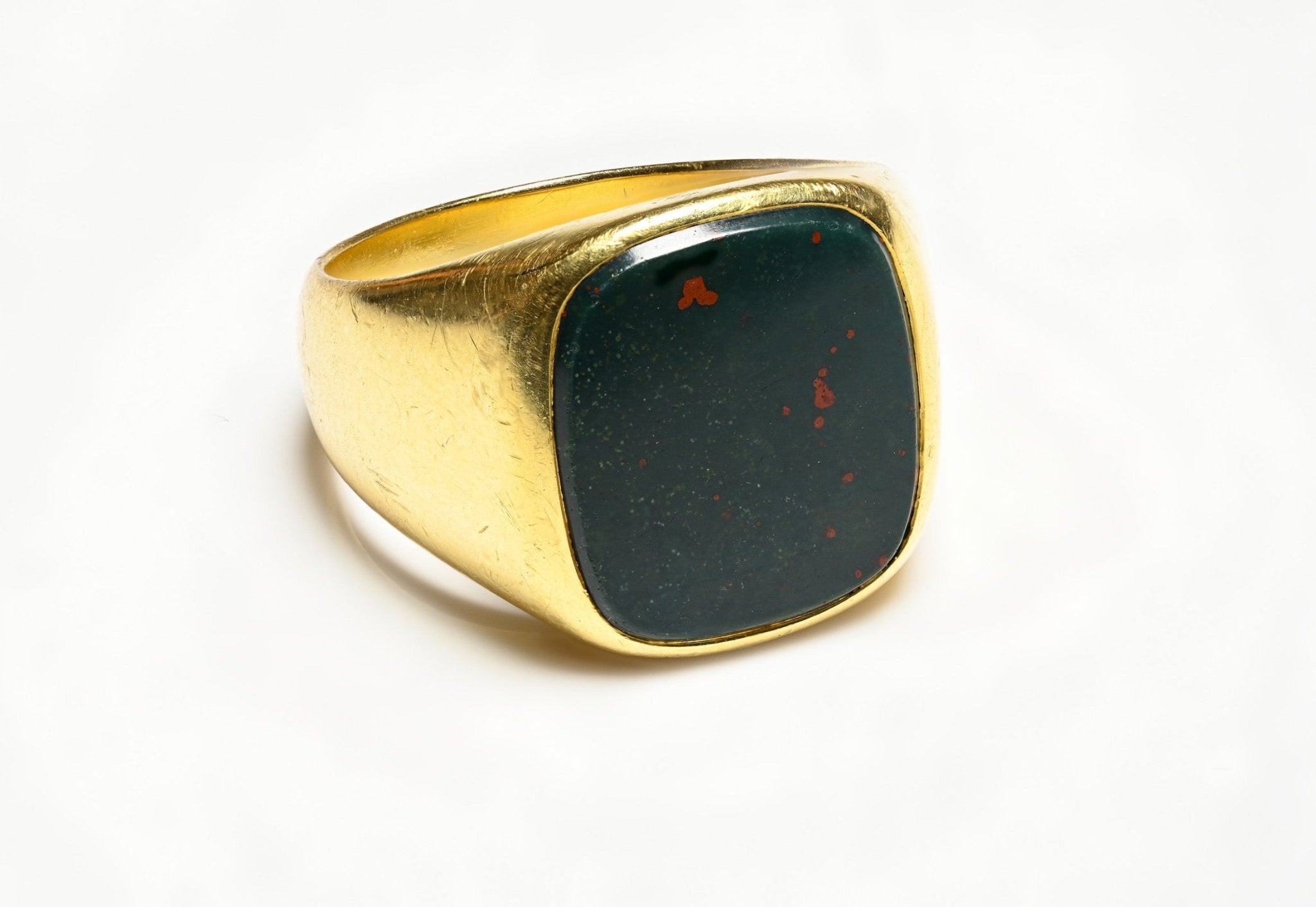 Men’s 18K Yellow Gold Bloodstone Ring