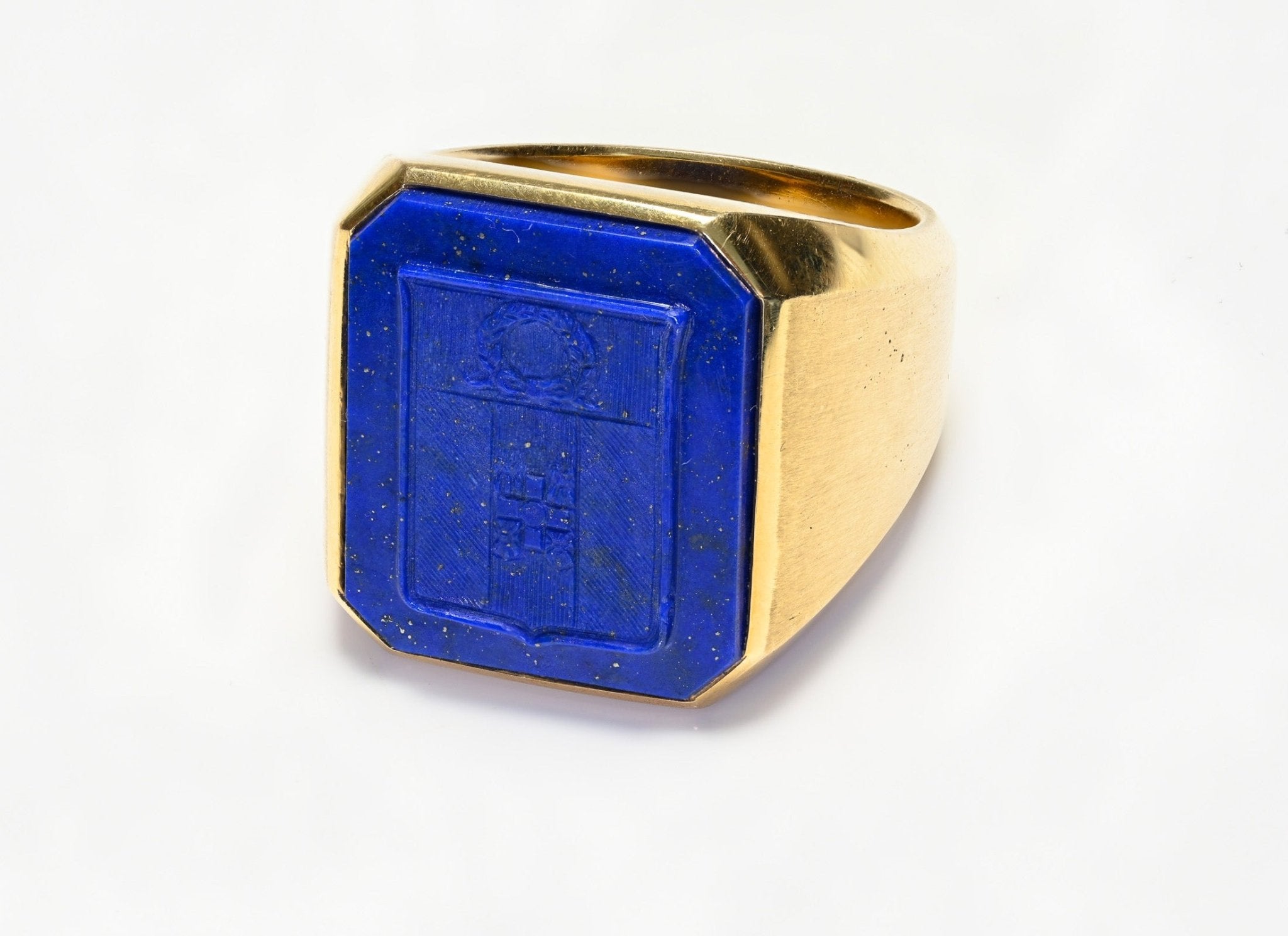 Men’s Ring Lapis Crest Set in 18K Gold