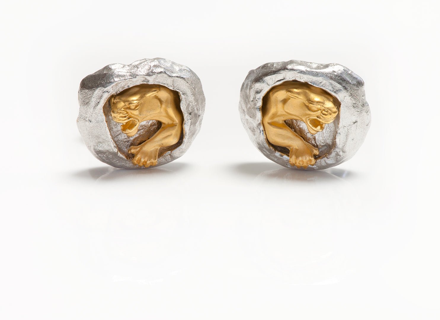 Men's Silver and Gold Panther Cufflinks