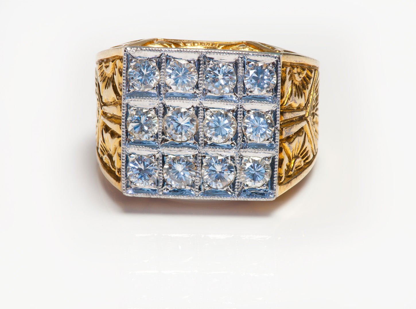 Men's Vintage 18K Gold Platinum Diamond Ring - Main Image