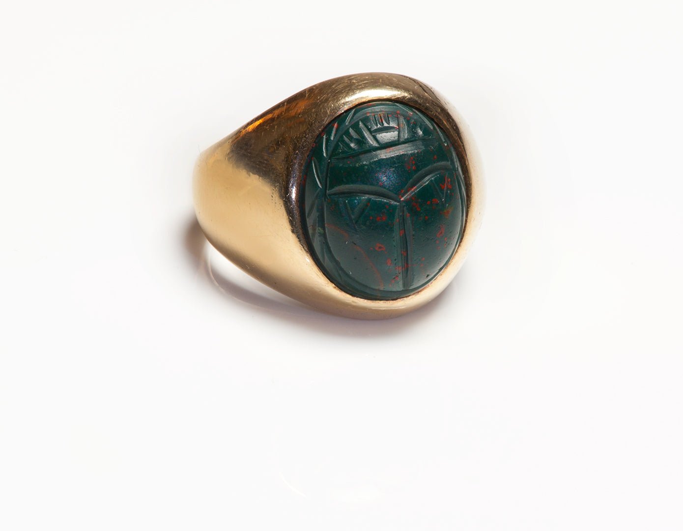 Men's Vintage Gold Bloodstone Scarab Ring