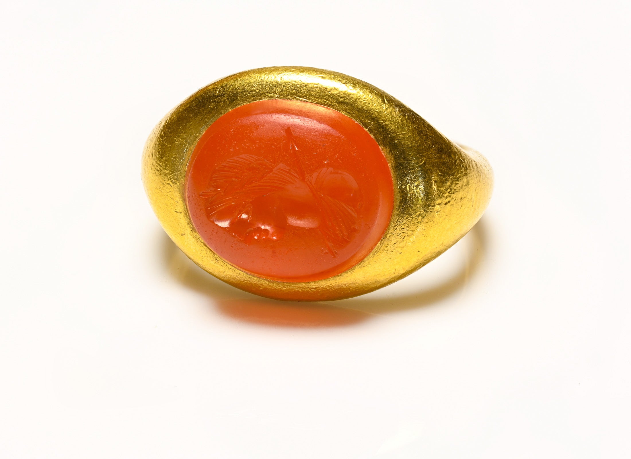 Carnelian Intaglio 24K Gold Men's Ring