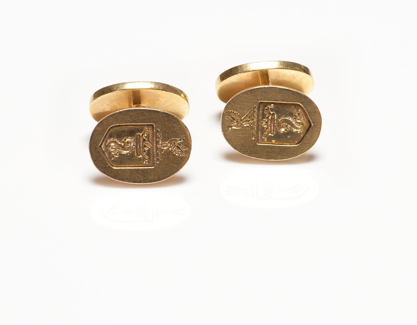 Merrin 18K Yellow Gold Crest Cufflinks