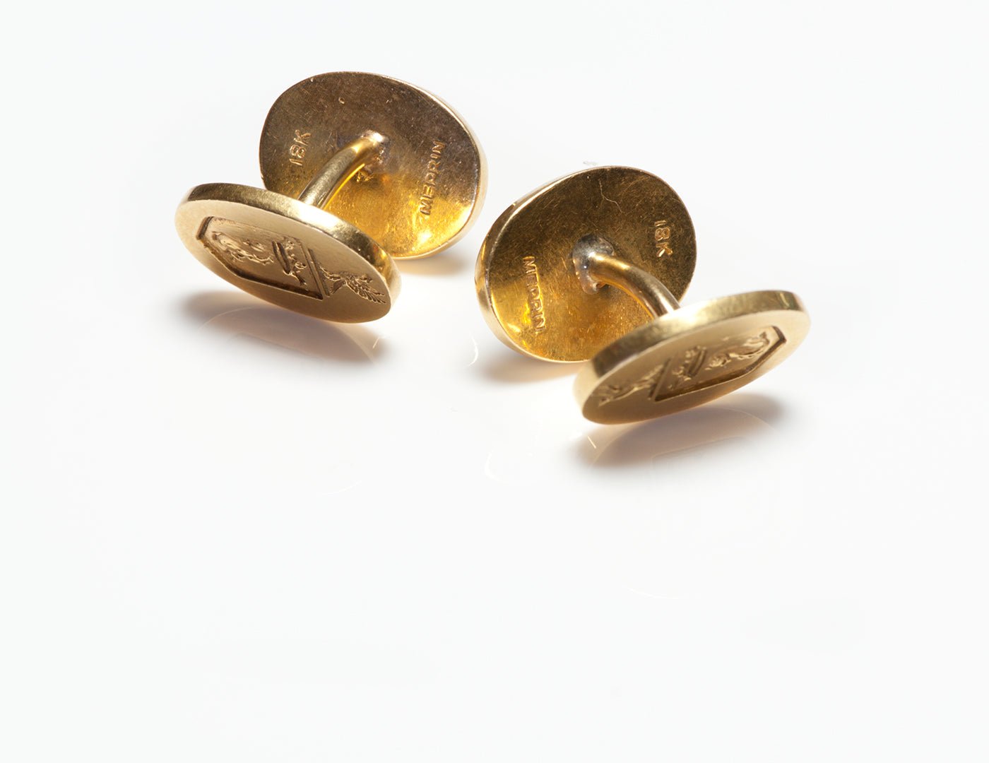 Merrin 18K Yellow Gold Crest Cufflinks