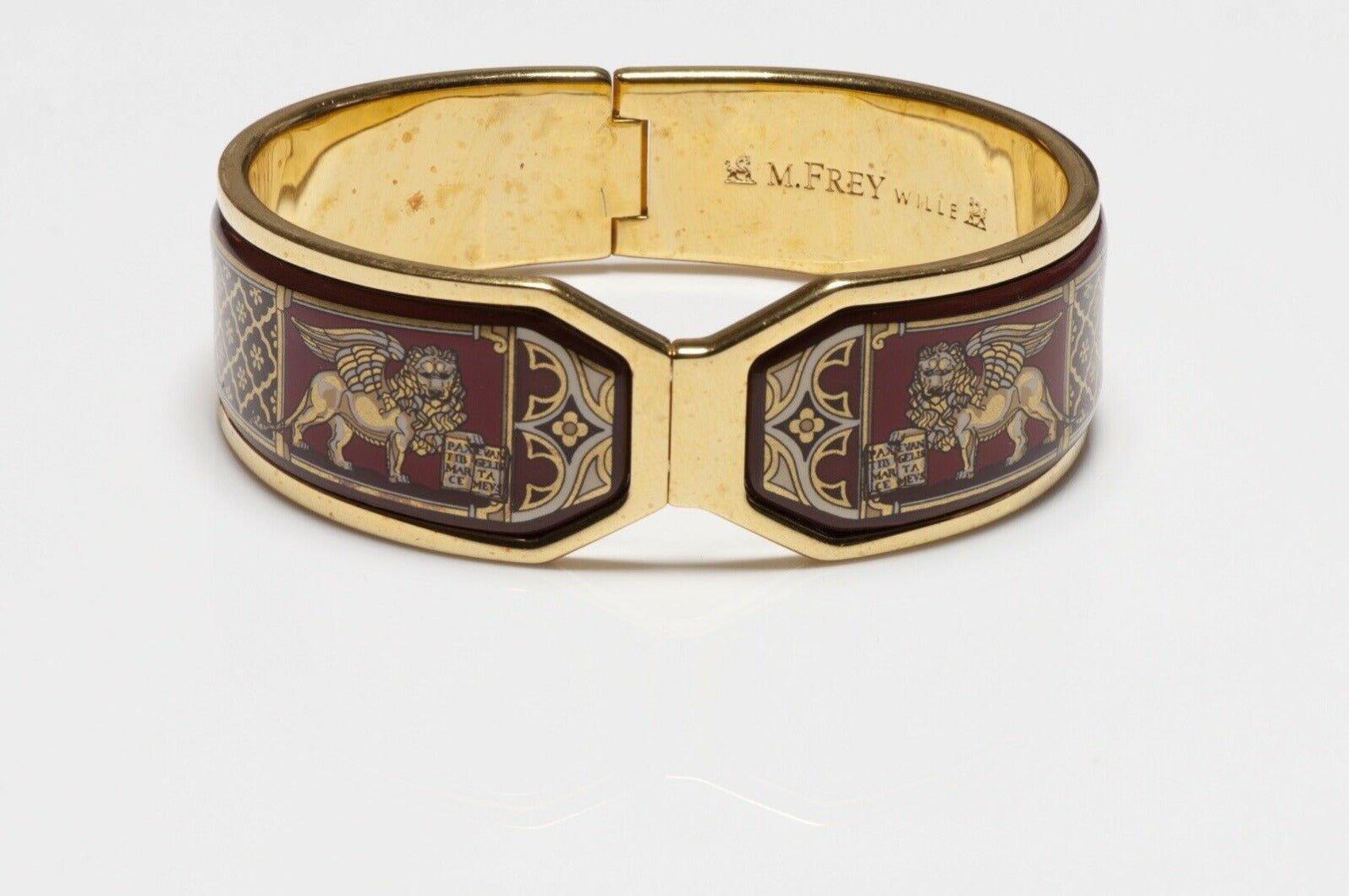 Michaela Frey Wille Red Enamel Lion Bangle Bracelet