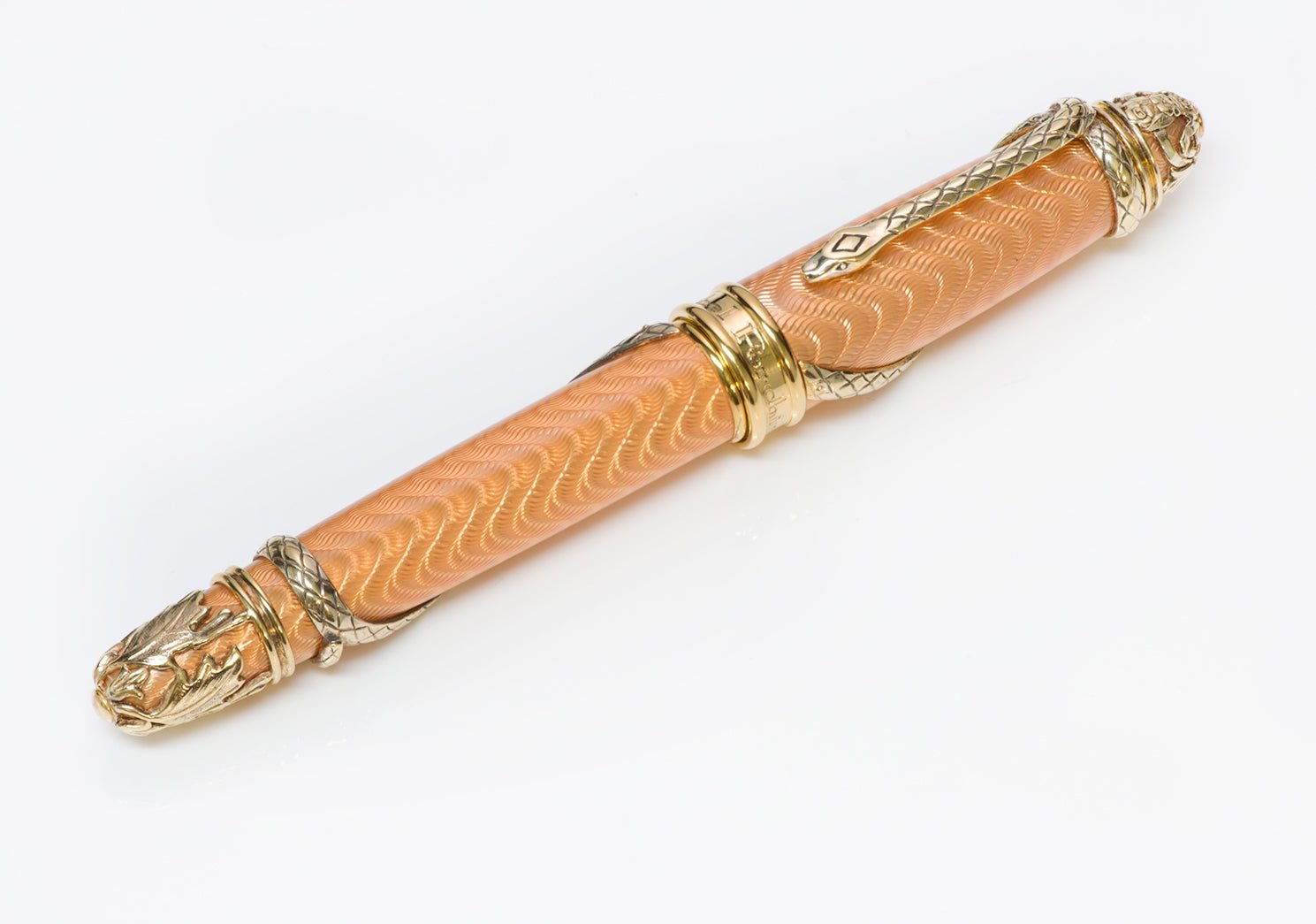 Michel Perchin Guilloche Enamel Sterling Serpent Fountain Pen