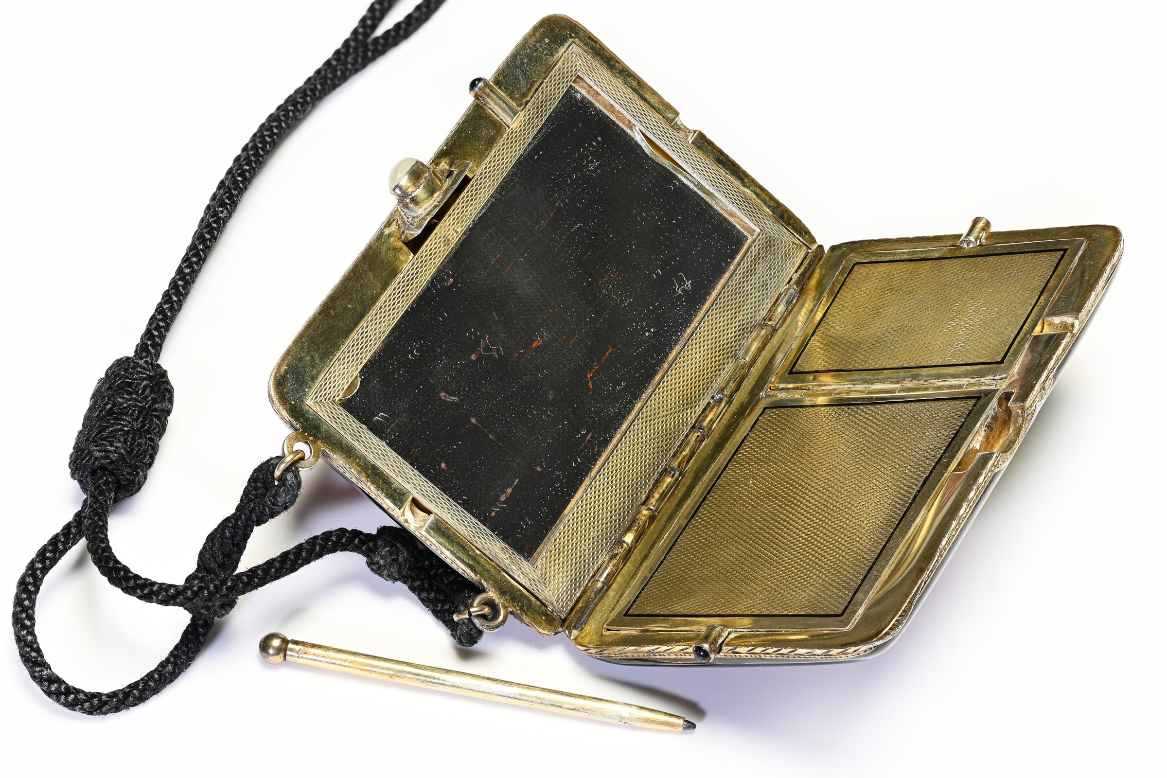 Art Deco Silver Enamel Japanese Motif Minaudiere pen