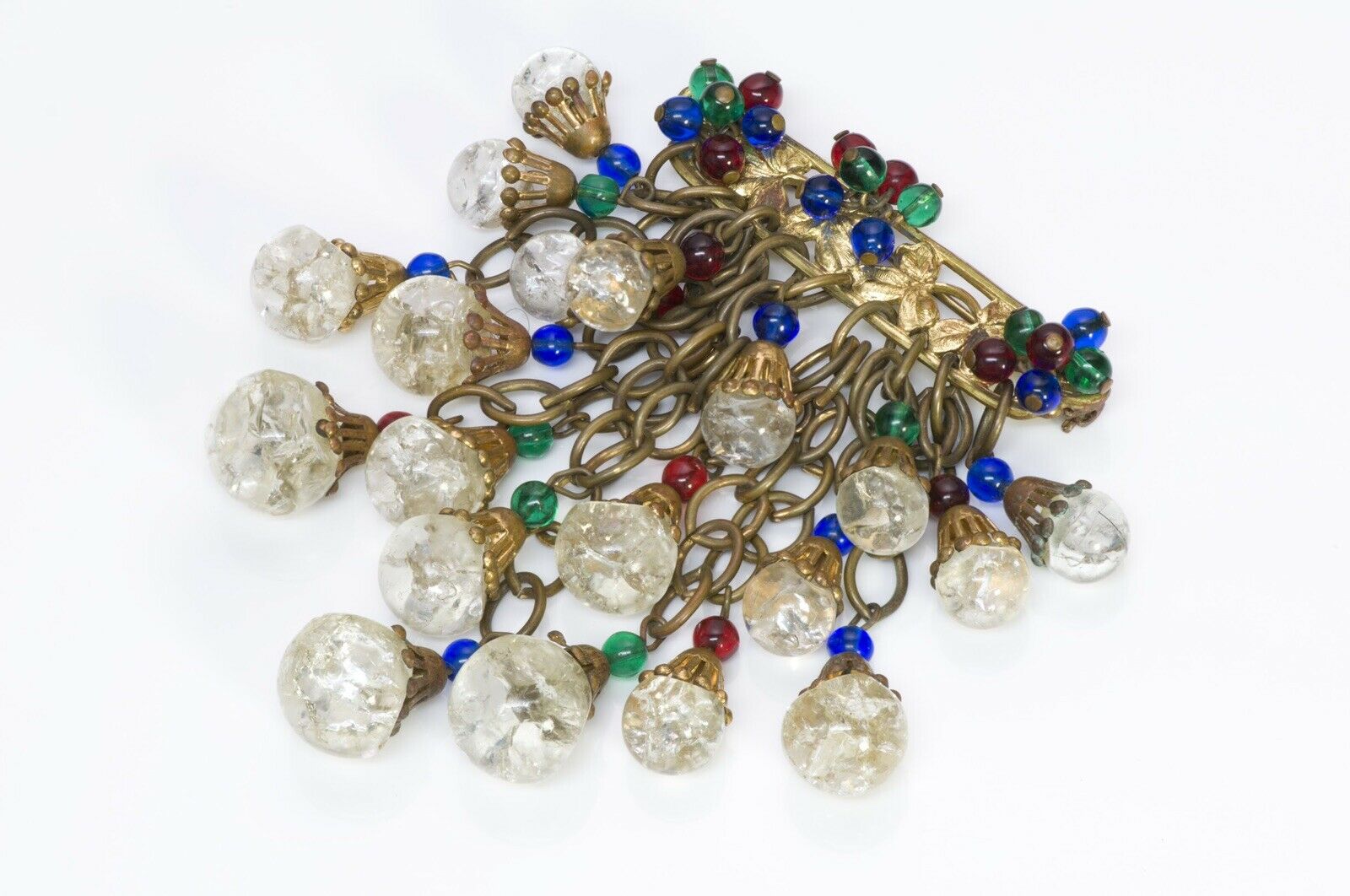 Miriam Haskell 1930’s Gripoix Glass Beads Chain Brooch