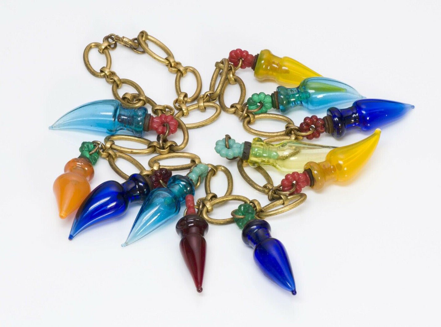 Miriam Haskell 1930’s Multi Color Glass Perfume Bottles Necklace