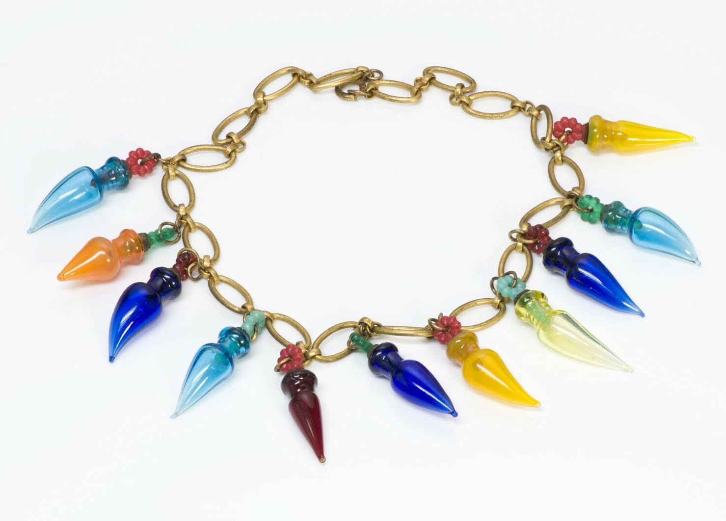 Miriam Haskell 1930’s Multi Color Glass Perfume Bottles Necklace