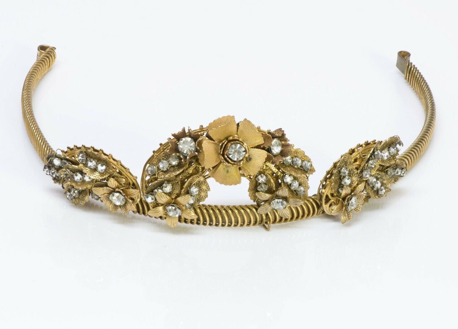 Miriam Haskell 1940’s Crystal Flower Filigree Tiara