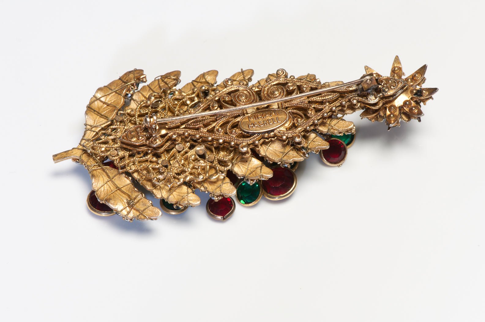 Miriam Haskell 1950’s Green Red Crystal Christmas Tree Brooch