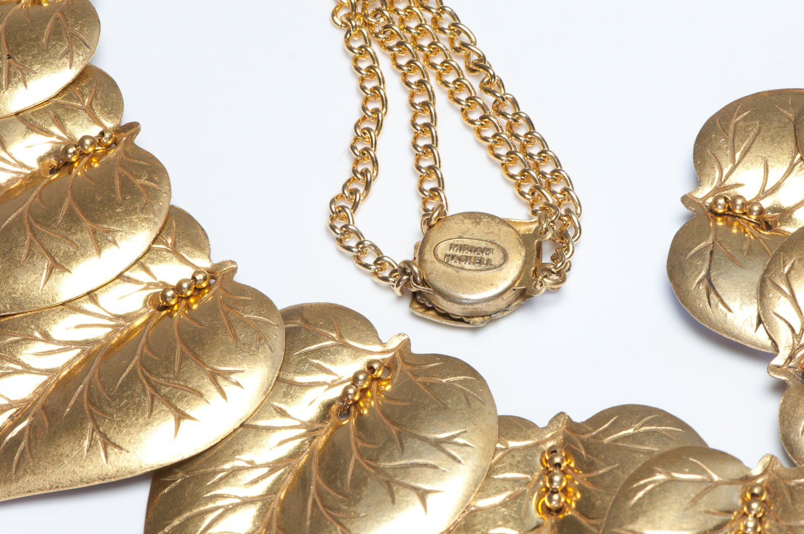 Miriam Haskell 1950's Large Leaf Chain Necklace
